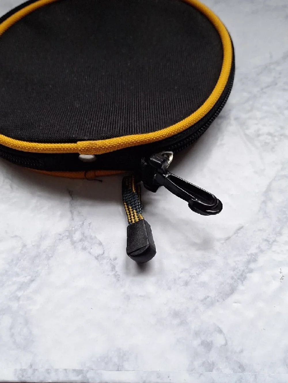 Black and Yellow Round Zip Travel Case, Cds, Dvds
